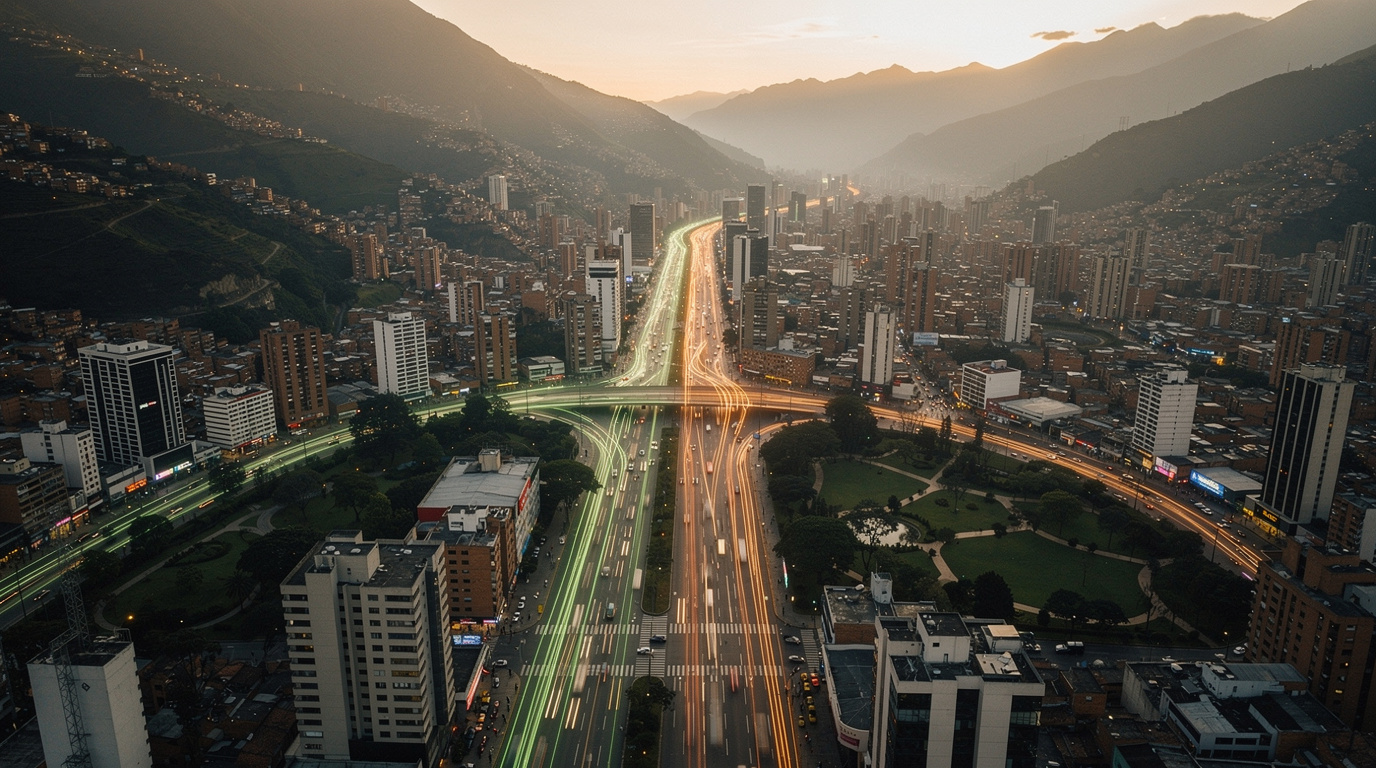 Tiempo de Viaje — visualización aérea de flujos vehiculares en tiempo real
