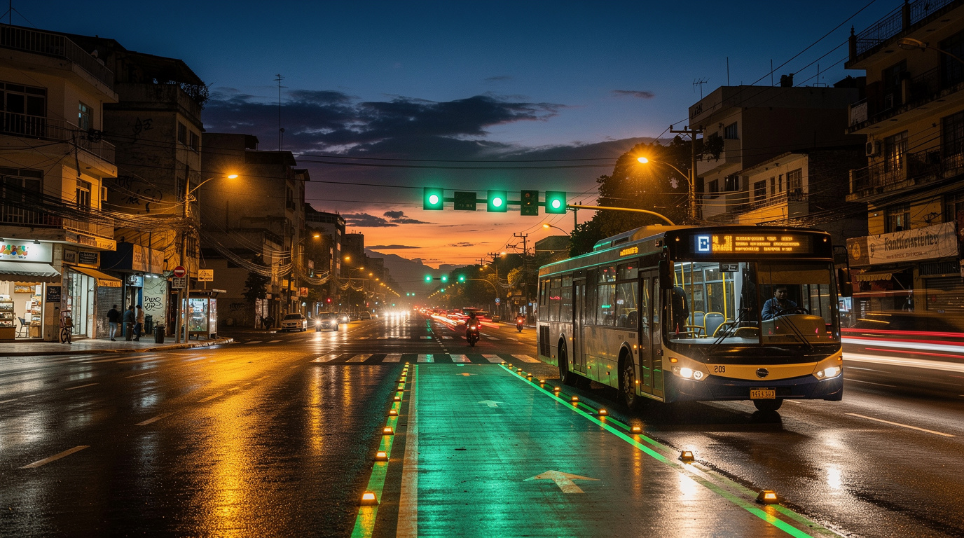 Priorización Semafórica — ambulancia con semáforos sincronizados en verde